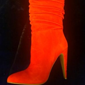 Brand New Steve Madden Carrie Slouchy Red Suede Leather Knee High Boots | 9.5